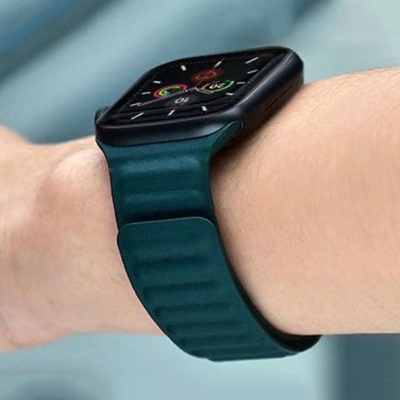 Magnetic Leather Loop  Strap for Apple Watch Ultara 49mm, 8, 7, 6, SE, 5, 4
