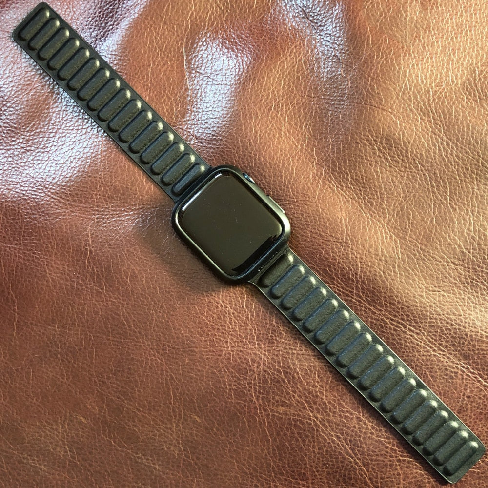 Magnetic Leather Loop  Strap for Apple Watch Ultara 49mm, 8, 7, 6, SE, 5, 4